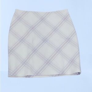 White House Black Market Wool Plaid Miniskirt, Ivory Multi, Size 2